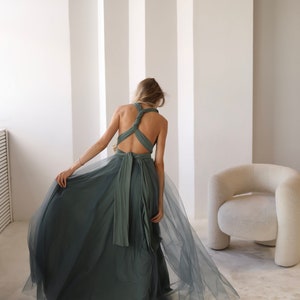 Sage green Infinity Dress Tulle, Sage green Bridesmaid Dress, Convertible Dress, Multiway Dress, Bridesmaid Dress, Sage green Wedding image 7