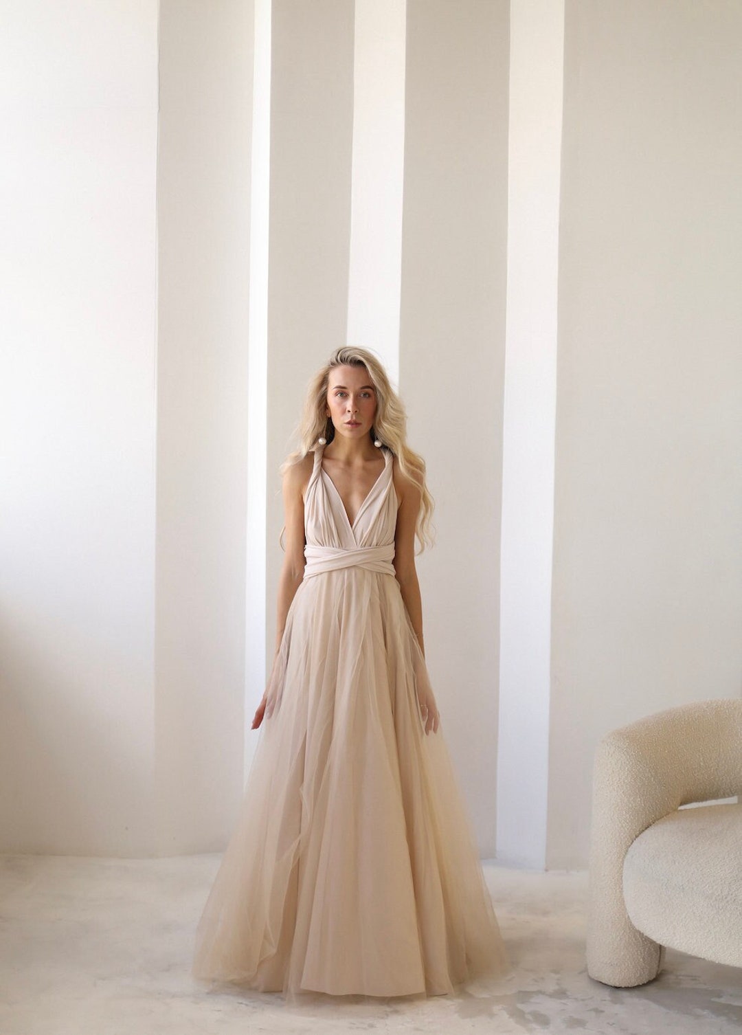 Beige Infinity Dress Tulle, Beige Bridesmaid Dress, Beige Convertible ...