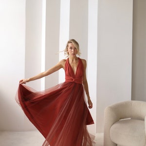 Robe Rust Infinity Tulle, Robe de demoiselle dhonneur Rust, Robe Convertible Rust, Robe Multiway, Robe de demoiselle dhonneur, Mariage Rust image 7