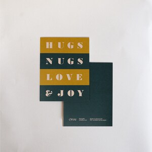 Hugs Nugs Love & Joy - pusta kartka z pozdrowieniami - papier konopny - motyw z trawką - koperta w zestawie