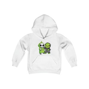 Jack Skellington und der Grinch Jugend Heavy Blend Kapuzenpullover