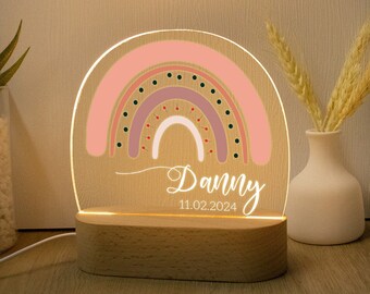 Personalised Rainbow Night Light, Childrens LED Night Lamp, Rainbow Lamp, Girls Bedroom Light, Girls Nursery Light, Rainbow Decoration