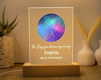 The Day You Became My Mummy, Custom Star Map Night Light, Personalized Gift for Mum, Star Map by Date, Night Sky Map, Mother's Day Gift