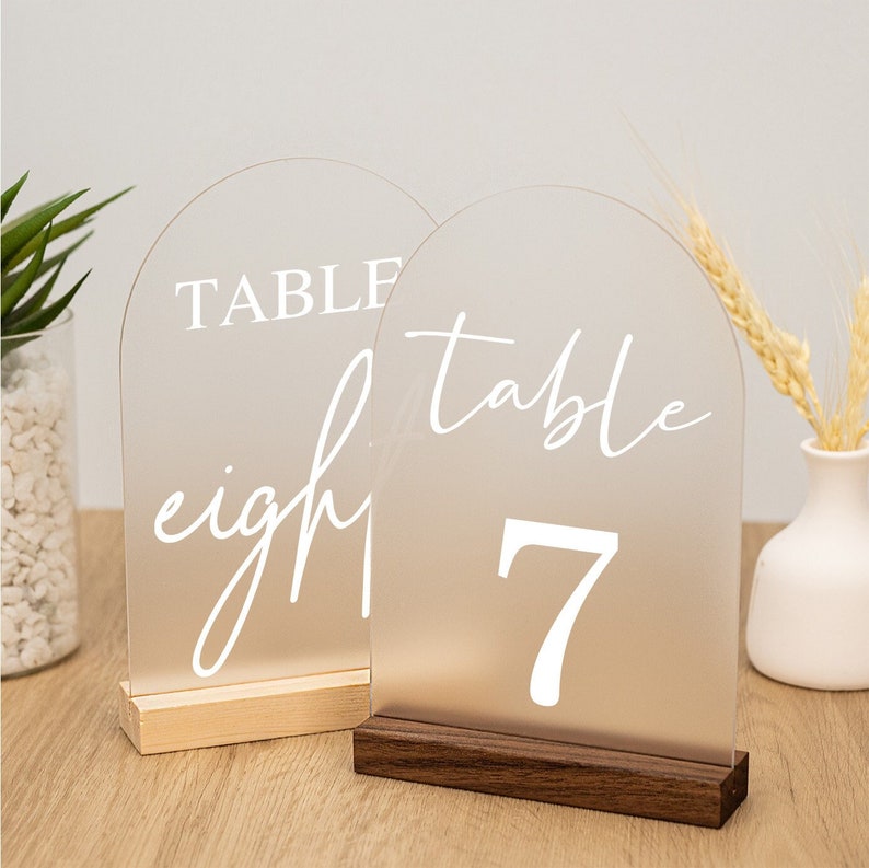 Wedding Table Numbers, Table Numbers Wedding, Acrylic Table Numbers, Wedding Table Centerpiece, Custom Frosted Wedding Reception Decor image 3