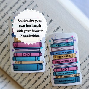 Custom book stack sticker, for book lovers, water resistant vinyl, design your own sticker, personalized gift, for reader, for book worm