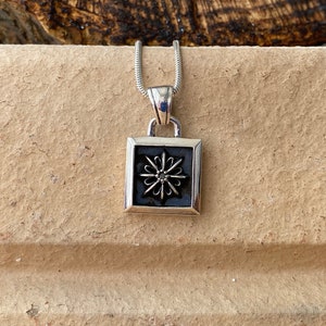 Sterling Silver North Star Necklace: Square Flower Maritime Jewelry