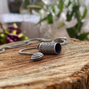 Sterling Silver Cremation Ash Urn Necklace, Personalized Tube Pendant, Gift for Him, Gift for Her, Silver a Memorial Bereavement Gifts