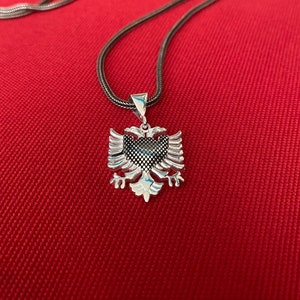 Sterling Silver Albanian Eagle Charm, Albanian Eagle Pendant, Double Headed Eagle Necklace, Gift for Him, Gift for Her, Gift for Christmas