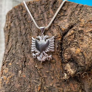 Sterling Silver Albanian Eagle Charm, Albanian Eagle Pendant, Double Headed Eagle Necklace, Gift for Him, Gift for Her, Gift for Christmas