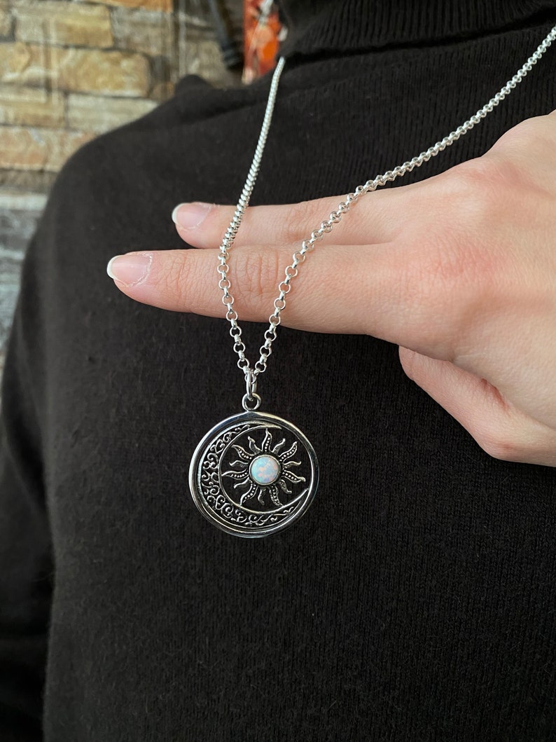 Sara Gold plated Sterling Silver Crescent Moon and Sun Necklace