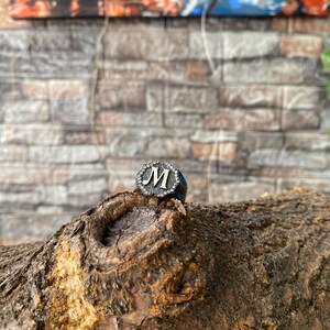 Anillo Inicial de Plata Esterlina, Anillo Personalizado con Letra, Anillos de Sello, Regalo para Él, Anillos Apilables Hechos a Mano