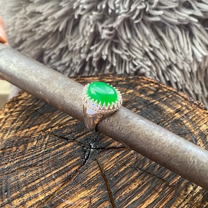 Men&#39;s Sterling Silver Jade Ring, Handmade Men&#39;s Gemstone Ring, Bohemian Unique Ring, Jade Stone Ring, Gift for Him, 925 Silver Jewelry