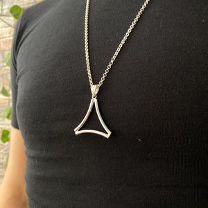 Men&#39;s Sterling Silver Triangle Pendant, Geometric Pendant Necklace, Unique Handmade Silver Gift for Him, Gift for Christmas, Gift for Her