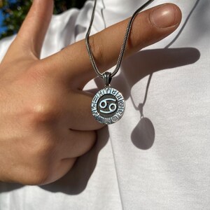 Sterling Silver Cancer Zodiac Necklace – Horoscope Jewelry, Personalized Astrology Charm, Unique Gift for Him or Her