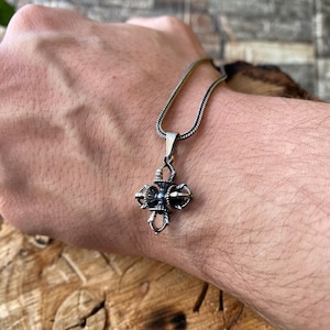 Sterling Silver Dorje Vajra Pendant – Tibetan Buddhist Symbol, Meditation Jewelry, Protection & Spiritual Silver Necklace