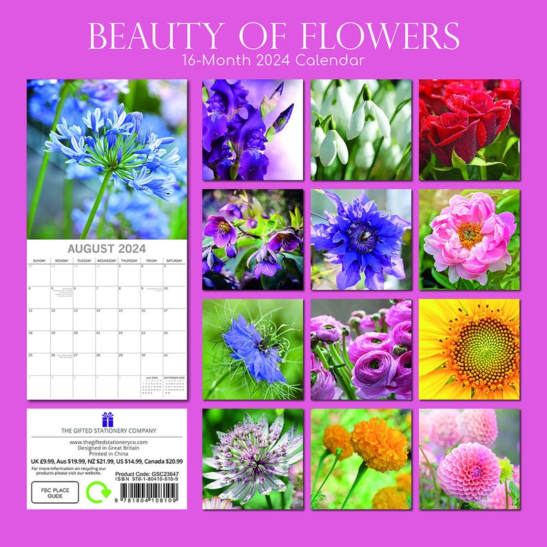 2024 Calendar Beauty of Flowers Etsy