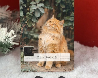 Calendrier de l'avent Chat roux personnalisé avec votre message | avec des chocolats fins à l'effigie du chat cadeau original