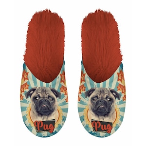Slipper slipper with the image of the medal-winning pug | size 39/42
