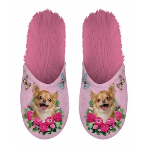 Slipper slipper with the image of the chihuahua pink background | size 39/42
