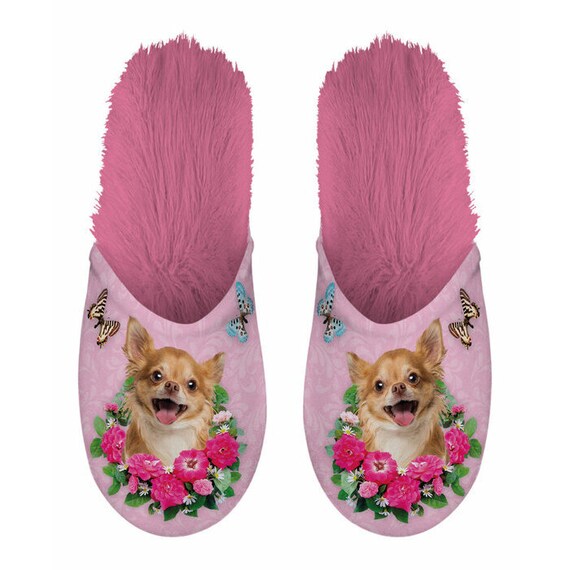 Slipper slipper with the image of the chihuahua pink background size 39/42