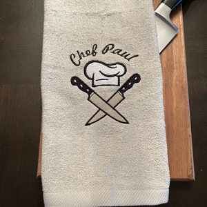 Personalized Chef Dish Towel - Personalized Chef Tea Towel - Personalized Embroidered Kitchen Towel - Personalized Terry Towel