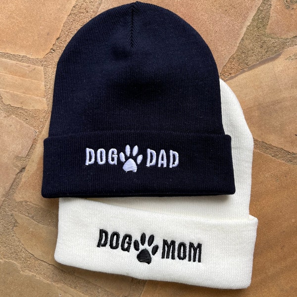Embroidered Dog Mom Hat - Dog Dad Beanie - Dog Mom Knit Hat - Embroidered Dog Dad Hat - Embroidered Dog Beanie - Dog Mom Beanie