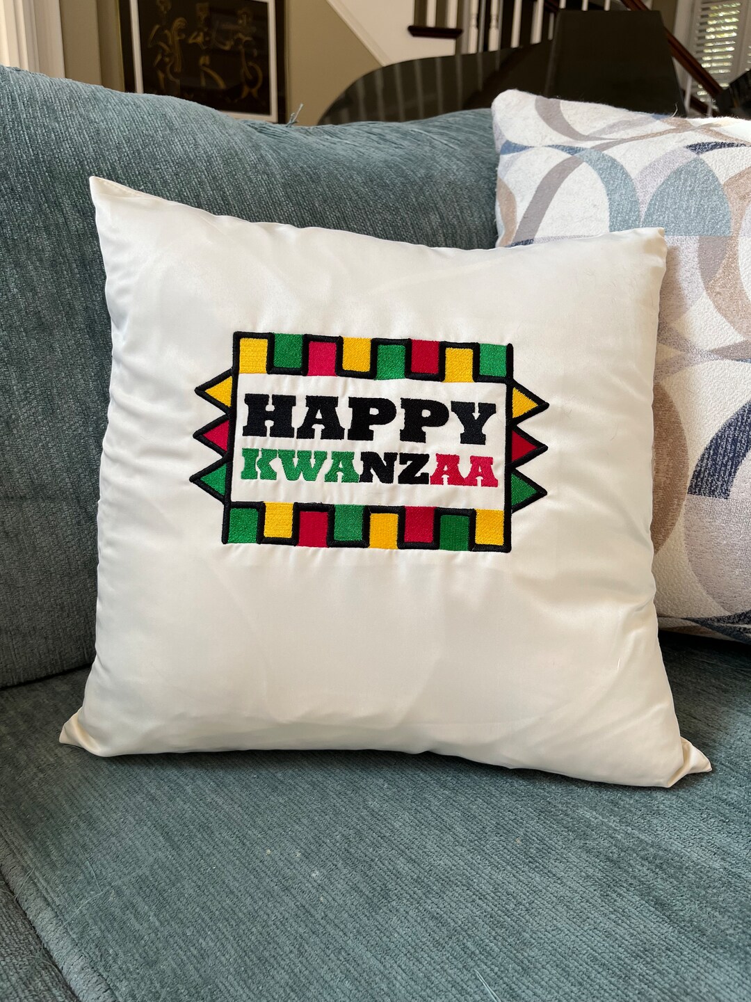 Kwanzaa Pillow Kwanzaa Accent Pillow Embroidered Kwanzaa Pillow Kwanzaa