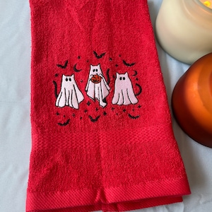 Cat Ghost Hand Towel - Halloween Cat Towel - Halloween Cat Hand Towel - Ghost Hand Towel - Ghost Towel Set - Cat Ghost Towel