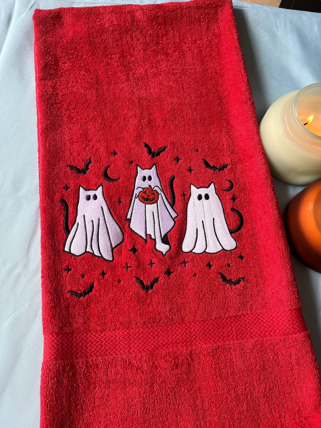 Cat Ghost Towel Halloween Cat Towel Ghost Bath Towel Halloween Bath Towel Spooky Cat Towel Halloween Towel Set Cat Bath Towel Etsy
