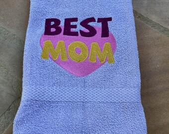 Best Mom Hand Towel - Mothers Day Gift - Best Mom Towel - Embroidered Mom Towel - Mom Gift Hand Towel - Gift for Mom