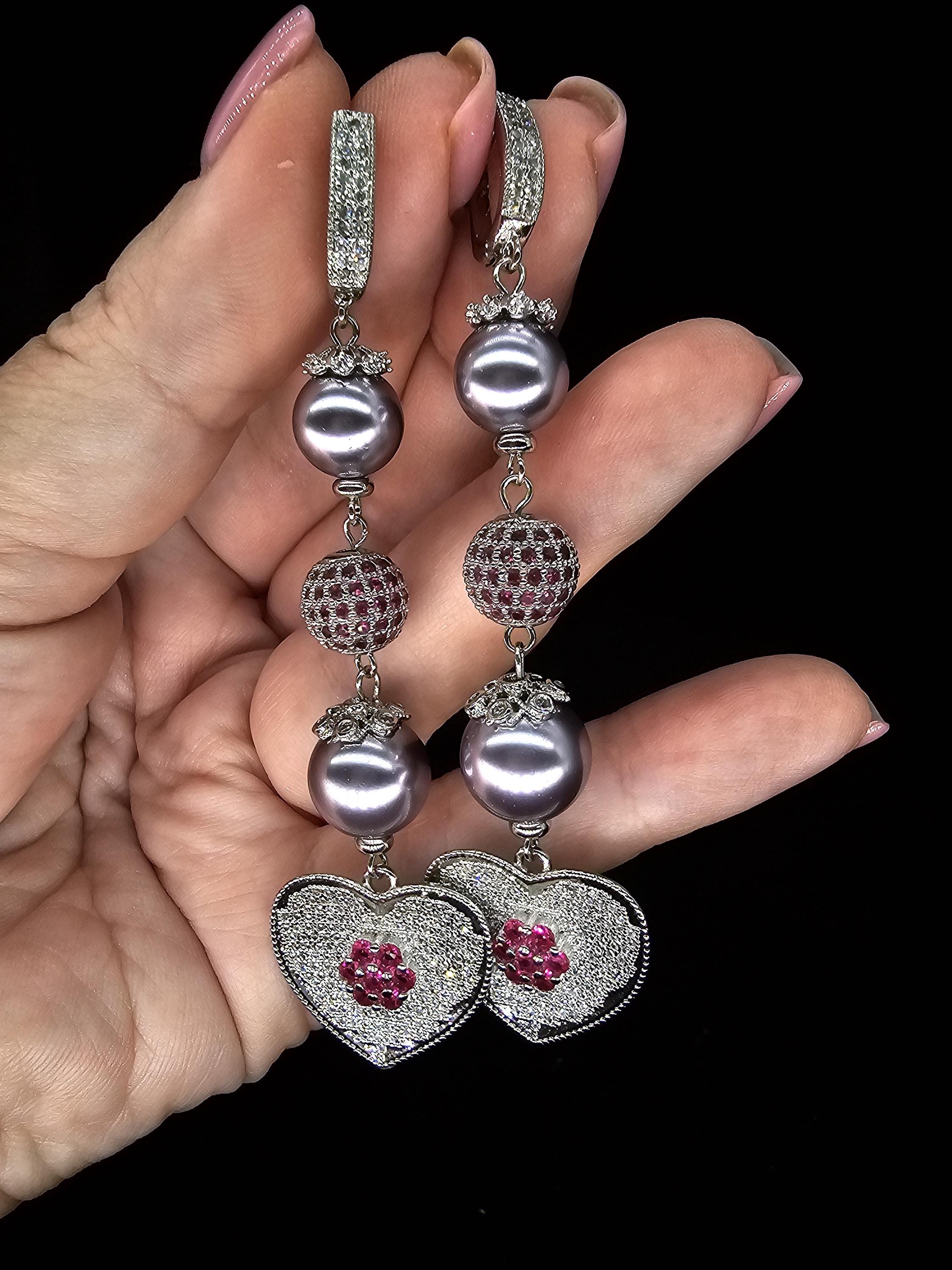 Pendientes De Corazón Con Perla Y Borlas - Plata De Ley 925, Largos, Estilo Coreano, Regalo Para Mujer En Cumpleaños O San Valentín
