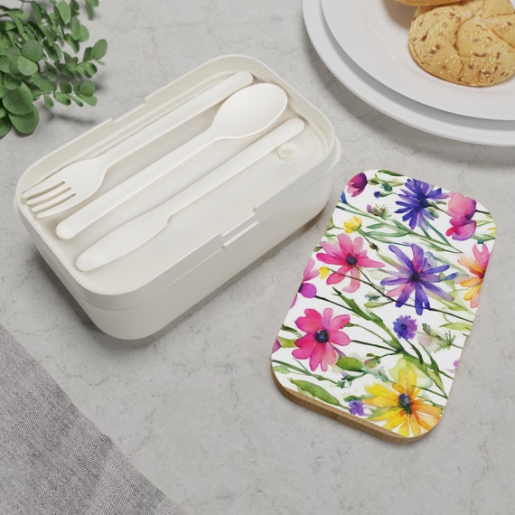 Wildflower Bento Box Kids School Lunch Box With Utensils 