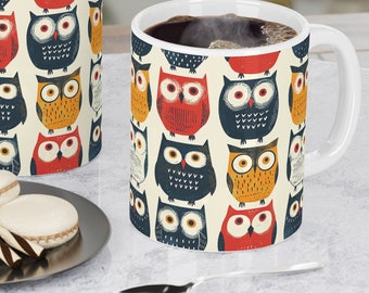 Owl Lovers gift, Owl Print Mug, Owl Coffee Mug, Owl Tea Cup, Lino Cut Mug, Coffee Mug, Ceramic Mugs 11oz\15oz\20oz