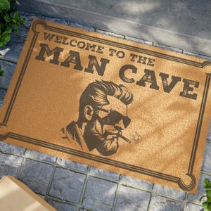 Man Cave Doormat, Doormat, Welcome Mat, Gift for Him, Modern Rug, Man Cave, Housewarming Gift, Minimalist Doormat, Mat, Unique Doormat