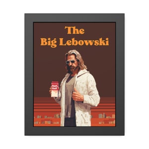 The Big Lebowski Movie Poster Coen Brothers Minimalist Midcentury Wall Art Print Pixel Art The Dude Gift