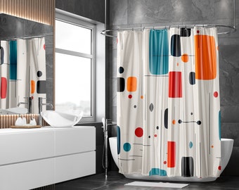 MID CENTURY MODERN Shower Curtain Bathroom Decor Home Decor, Interior Design, Bespoke Housewarming Gift,