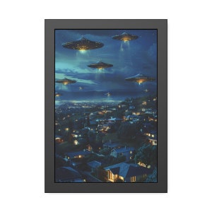 Suburbia UFO File Photography Poster Aesthetic UFO Surreal Art Flying Saucer Sci-Fi Decor 1950&#39;s UFO Sighting Atomic Age Wall Print Download