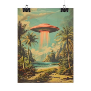 Tropical UFO sighting Roswell Chillin&#39; Hawaii UFO Vintage 1950&#39;s Inspired UFO Decor Sighting Mid Century Modern Atomic Age  Digital Download