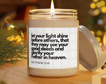 Let Your Light Shine Candle Christian Candle Boho Candle Bible Verse Candle Scripture Candle Faith Candle Soy Candle Christian Gifts for her