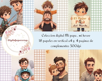 My Hero Dad | Father's Day 2026 Digital Scrapbook Kit | 18 Vertical A4 Papers + 4 Add-ons | Instant Download