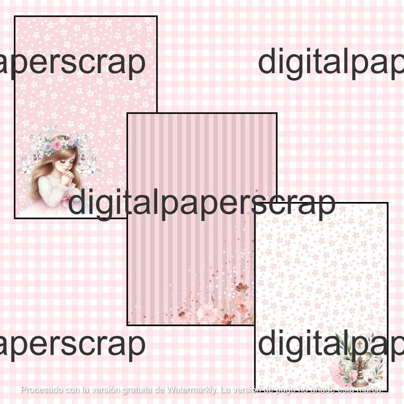 Kit papel digital Mi primera comunión niña VERTICAL imagen 4