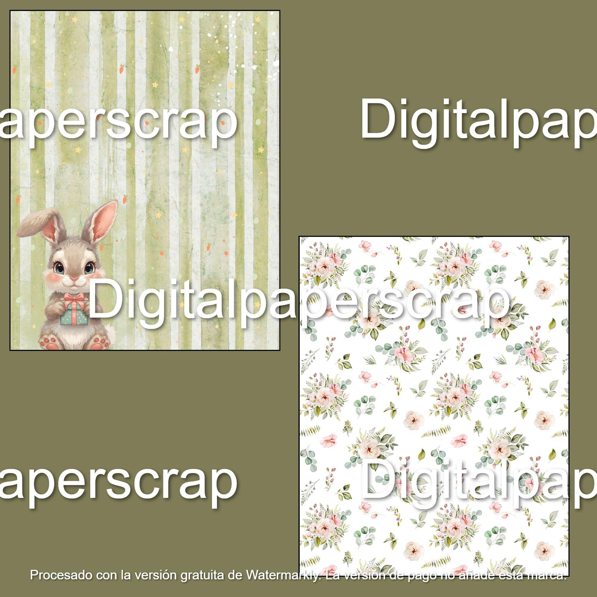 Cute Bunny Digital Paper Pack | Kawaii Rabbit Pastel Papers, 12 ...