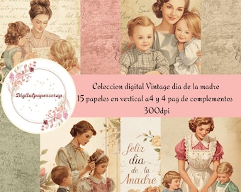 Vintage Digital Papers for Mother's Day | 15 A4 Sheets + Add-ons | Scrapbooking 300 DPI