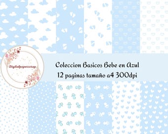 Digital collection of baby blue basics