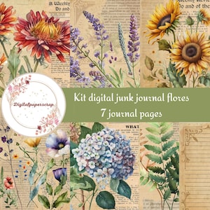 Vintage Blumen Digitales Kit für Junk Journal