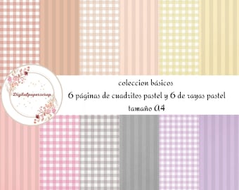 Basic collection of pastel squares and pastel stripes