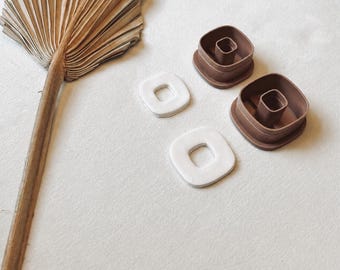 Soft Square Clay Cutter, Embossed Polymer Clay Tool, Geometric Earring Making
