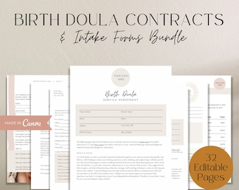 Birth Doula Contracts and Intake Forms Bundle for New Clients, Birth Doula Intake Forms, Birth Doula New Client Bundle, Doula Templates