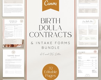 Birth Doula Contracts and Intake Forms Bundle for New Clients, Birth Doula Intake Forms, Birth Doula New Client Bundle, Doula Templates