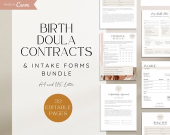 Birth Doula Contracts and Intake Forms Bundle for New Clients, Birth Doula Intake Forms, Birth Doula New Client Bundle, Doula Templates